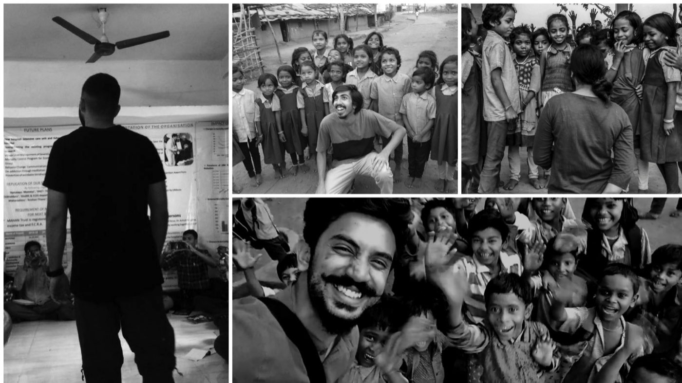 Facilitators and village children during a Paridrishya session